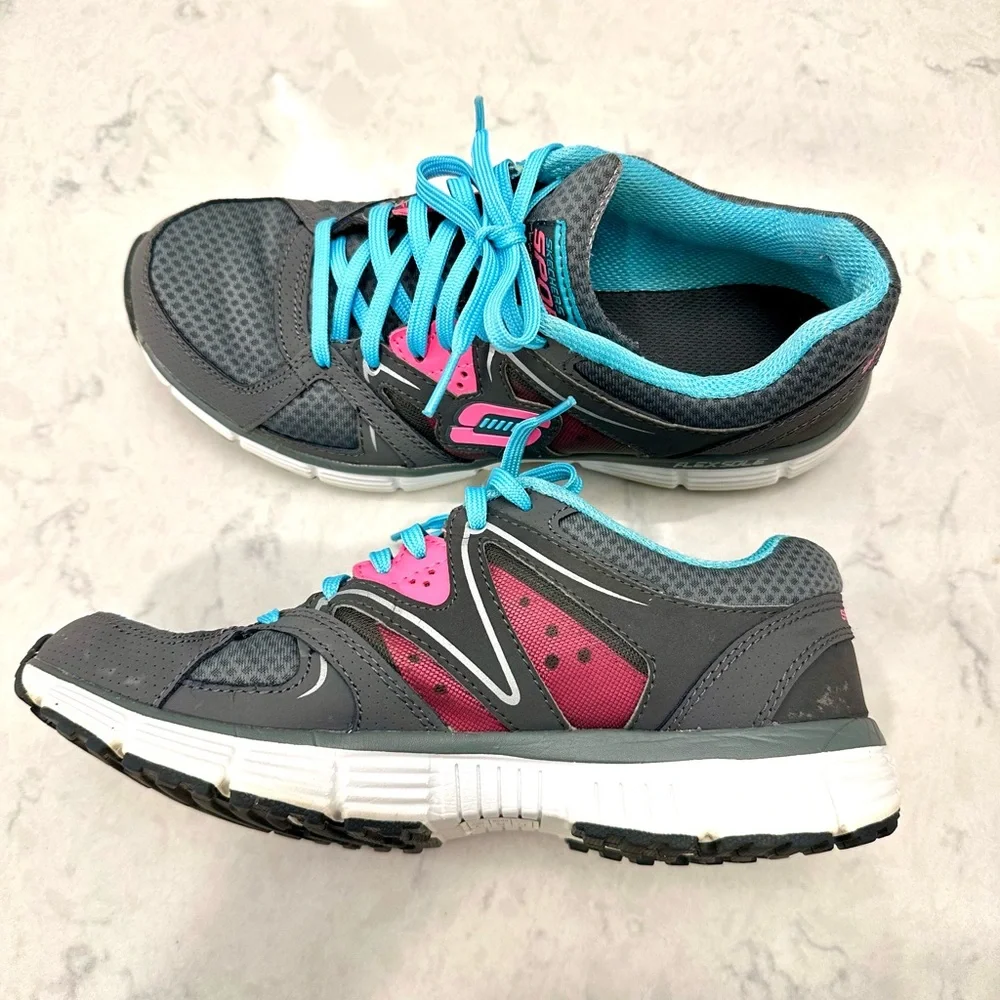 Skechers Gray and Pink Athletic Shoes - Picture 3 of 8